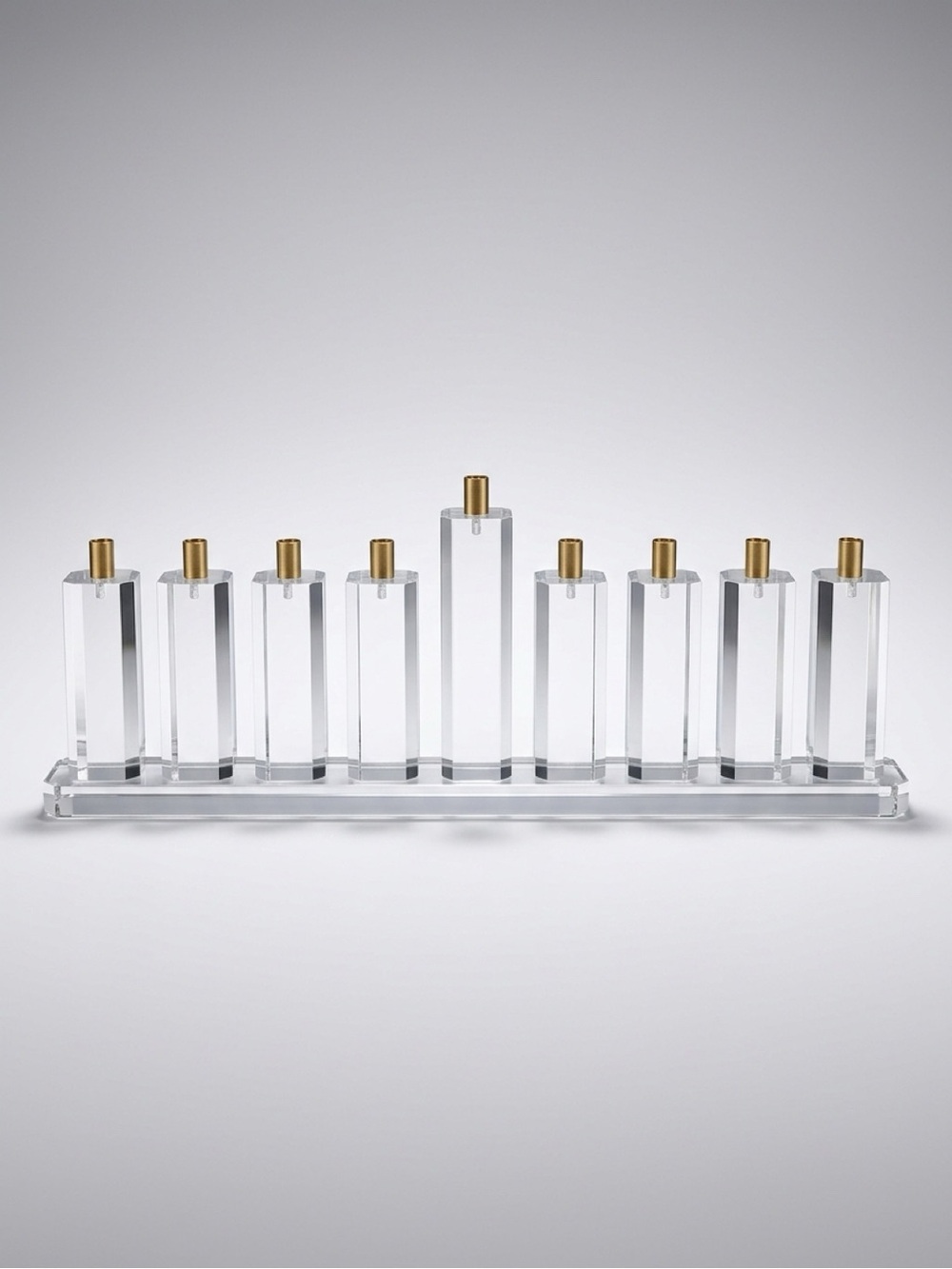 Clear Crystal Menorah with Gold-Tone Candle Sockets